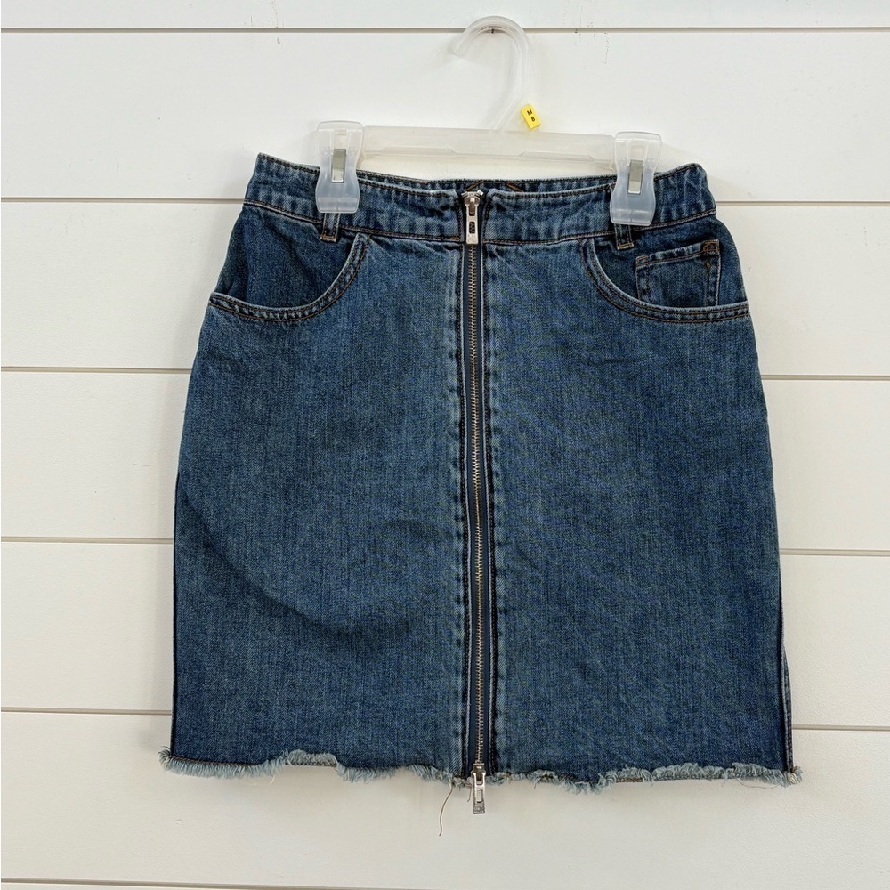 Avec Les Filles Blue Denim Mini Skirt